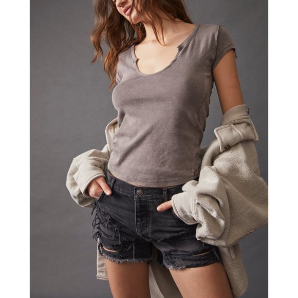 FREE PEOPLE Always Yours Tee / Blacksand - Picture 5 of 8